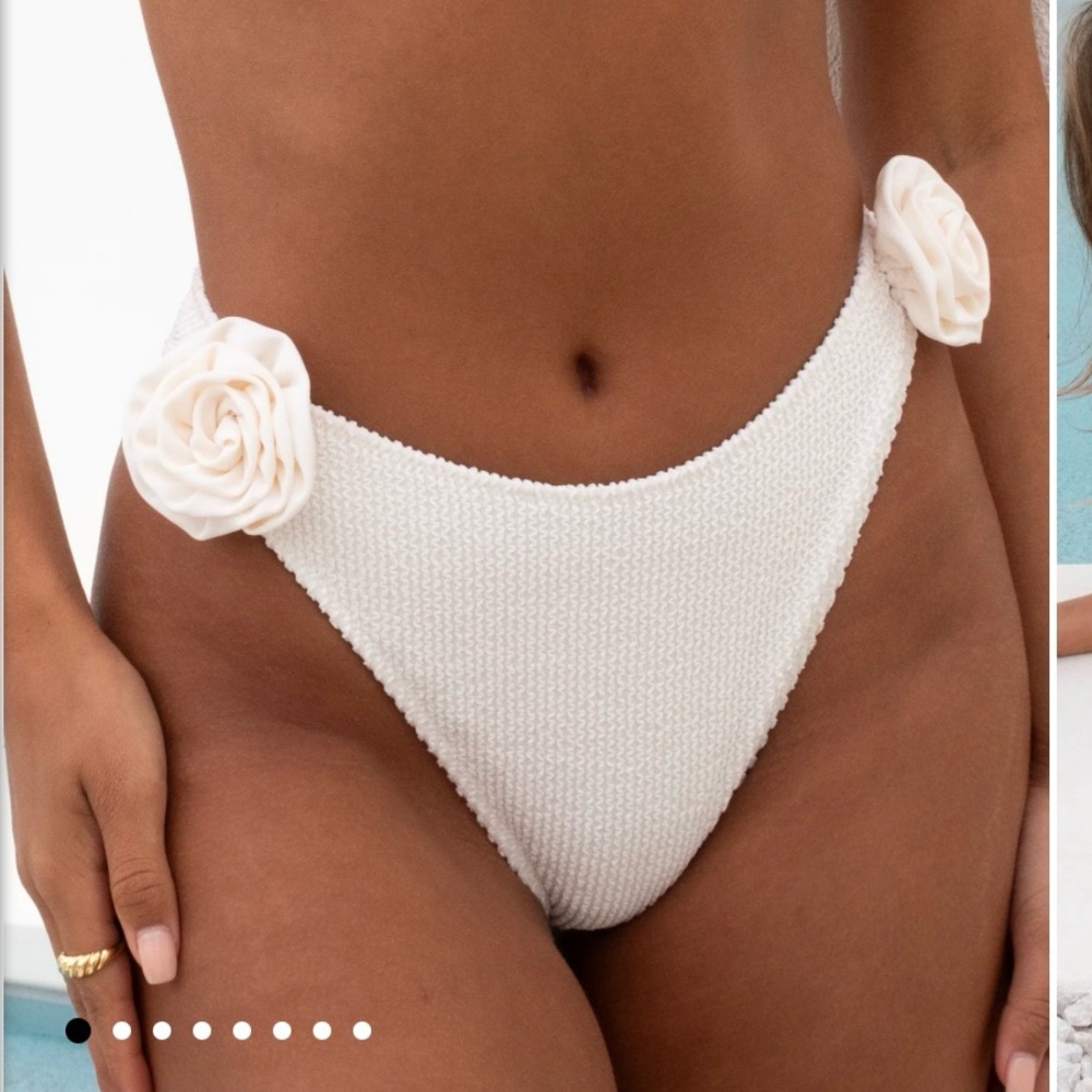 Show Me Your MuMu White Textured Bikini Bottom